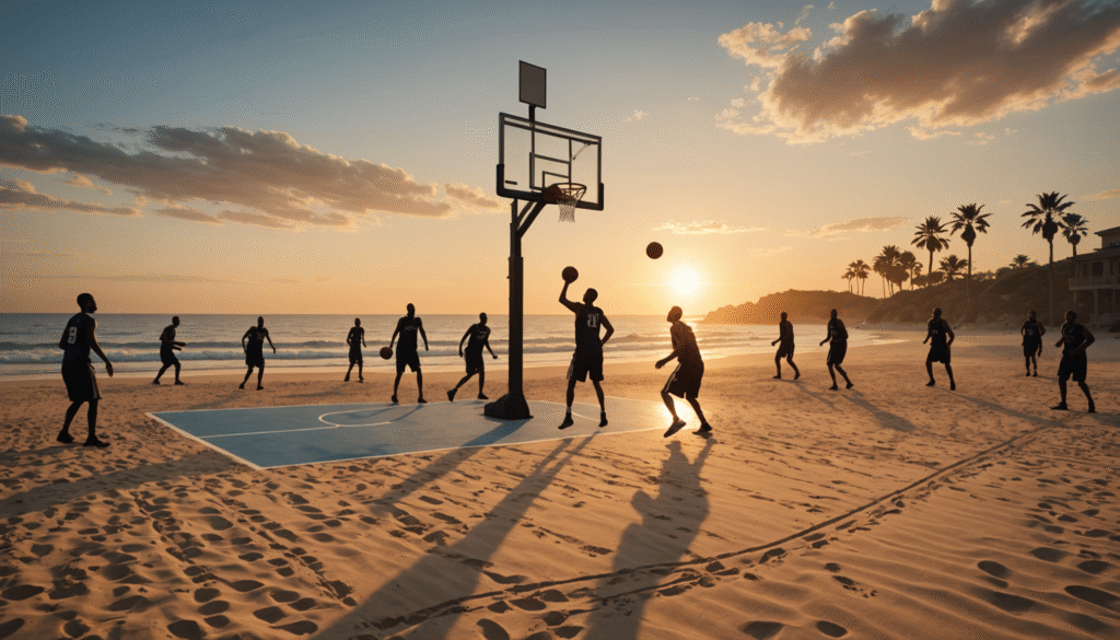 Terrains de basket & matchs pickup après-plage