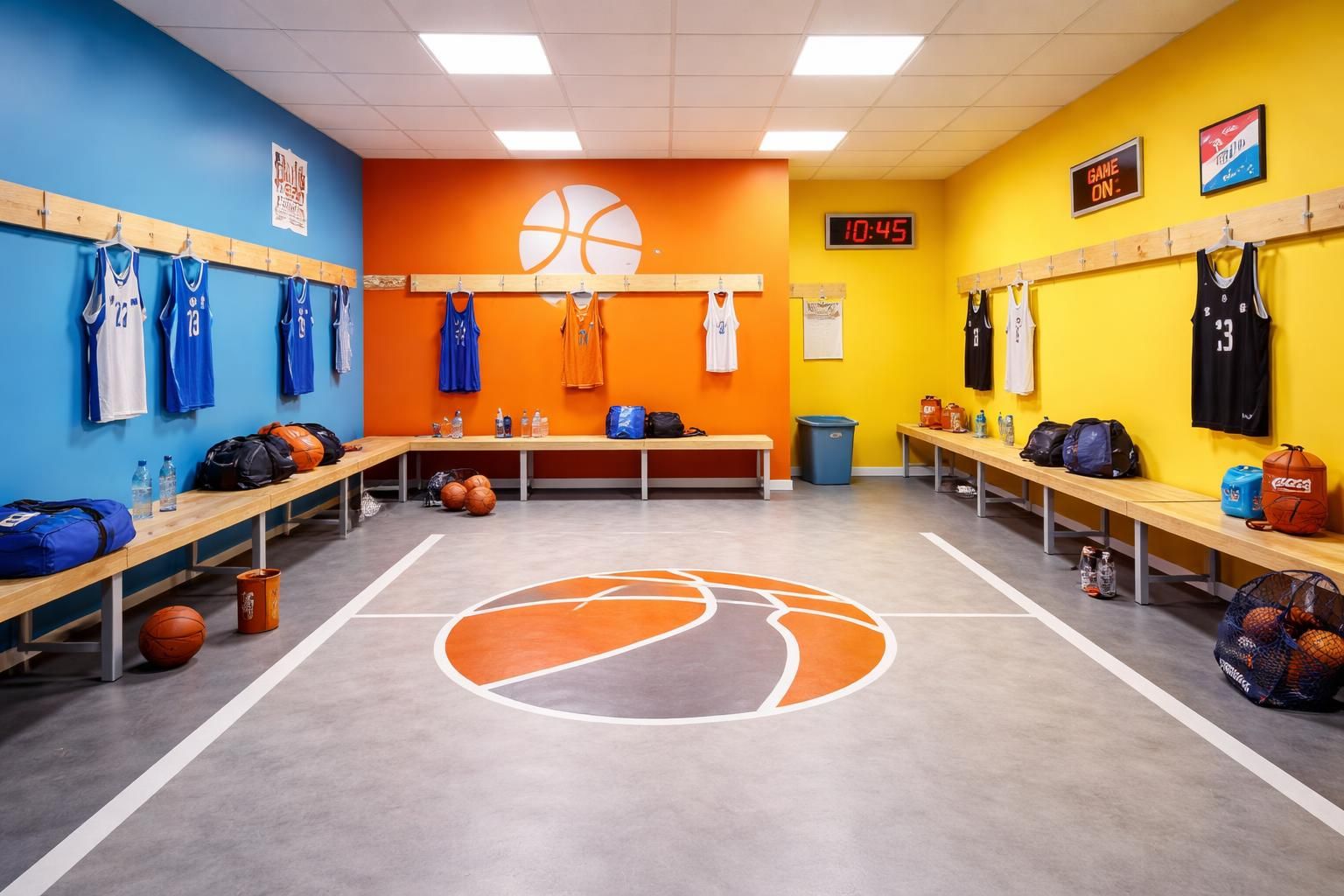 découvrez comment peindre vos vestiaires de salle de basket avec la peinture lavable dulux valentine et poser un sol vinyle gerflor pour un espace durable, facile à entretenir et confortable.