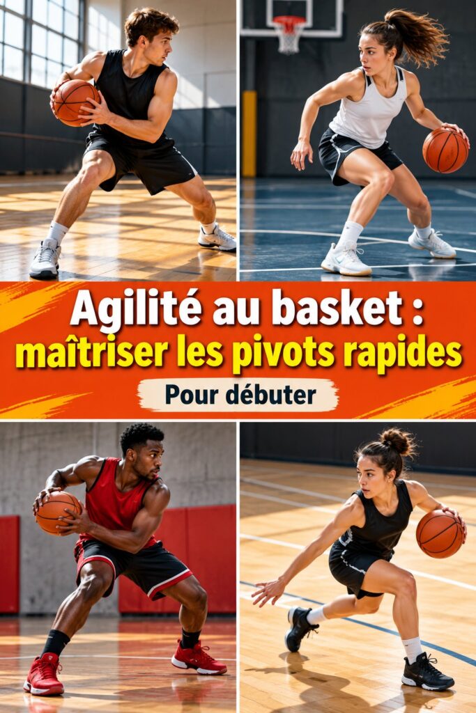 Un joueur de basket effectuant un pivot rapide sur le terrain.