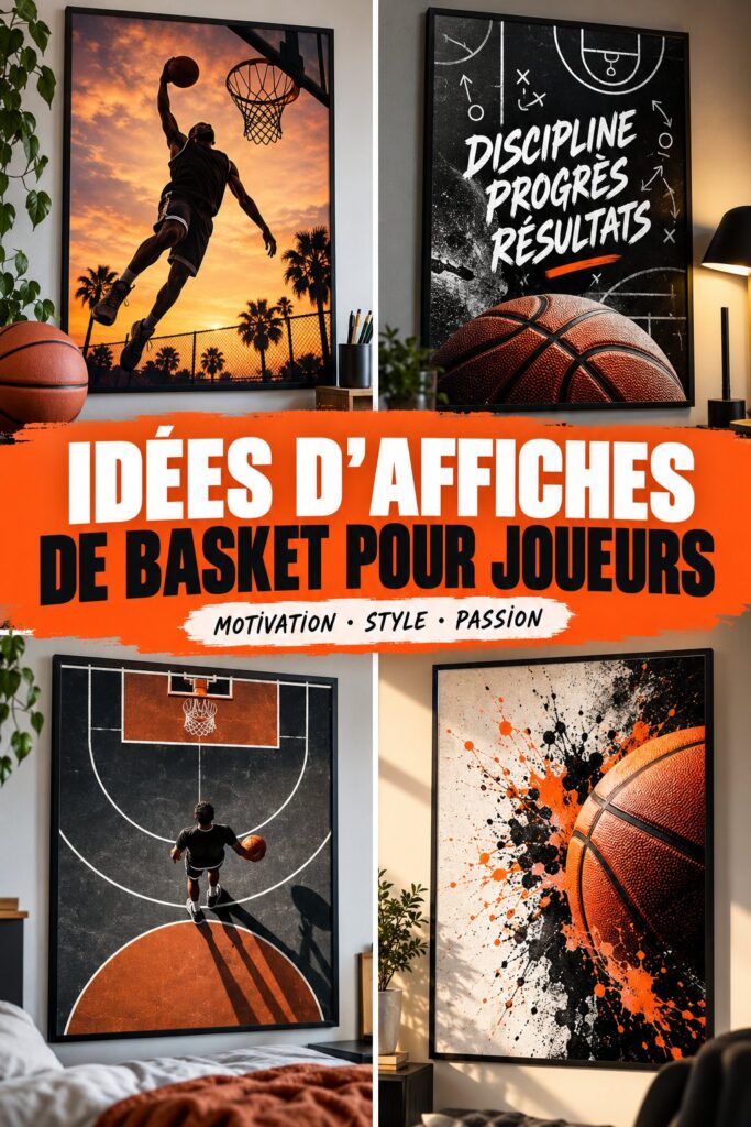 Affiche inspirante de basket sur un terrain de jeu