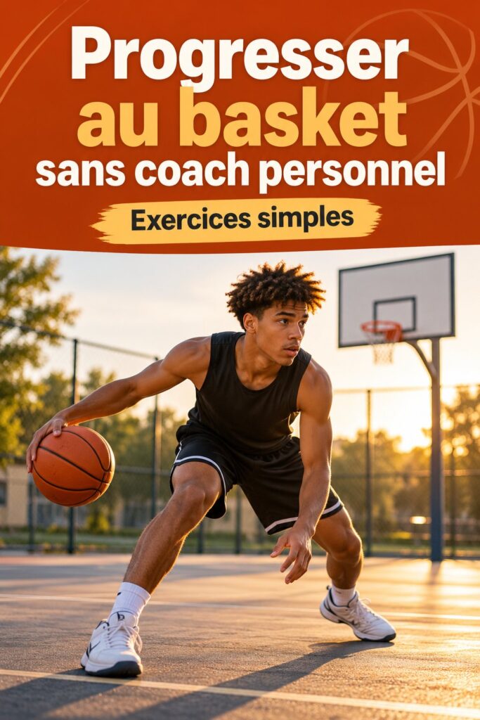 Joueur de basket s'entraînant seul sur un terrain