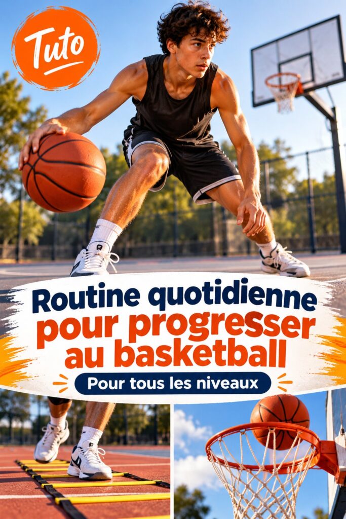 Un joueur de basketball en train de s'exercer au tir sur un terrain.